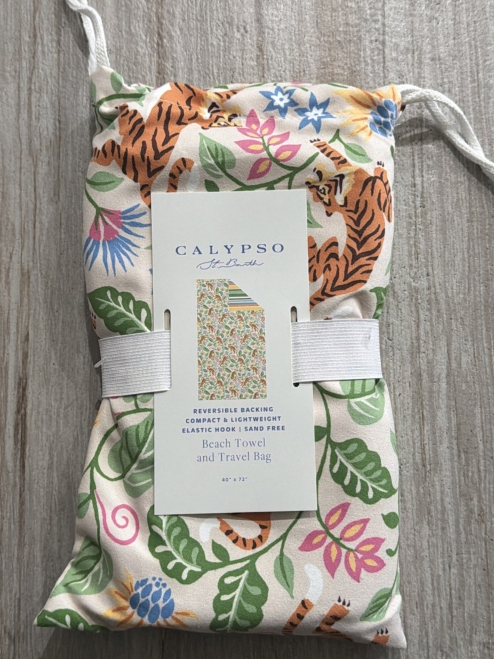 Calypso St. Barth Tiger Print Reversible Beach Towel & Travel Bag